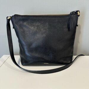 Fossil Black Leather Crossbody Bag